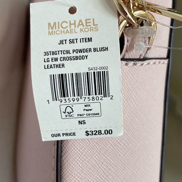 NWT Michael Kors Jet Set Leather Crossbody Powder Blush - Picture 4 of 6